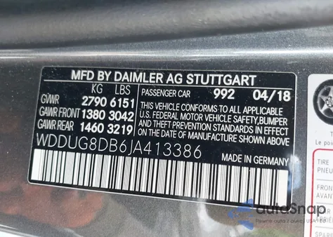 2018 Mercedes-Benz S 560 from USA, damaged, VIN WDDUG8DB6JA413386